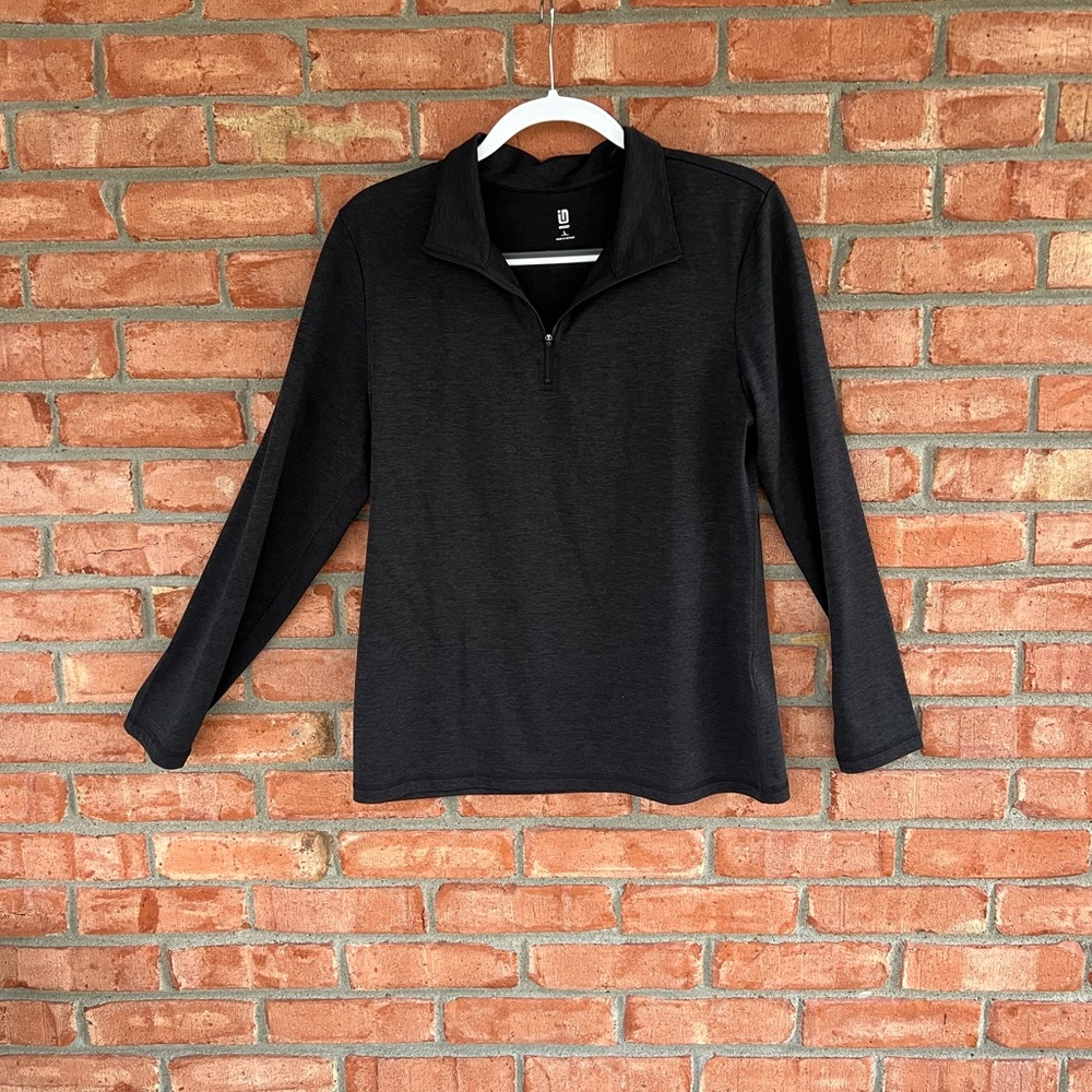 Womens Essentials Quarter-Zip Top, charcoal, L